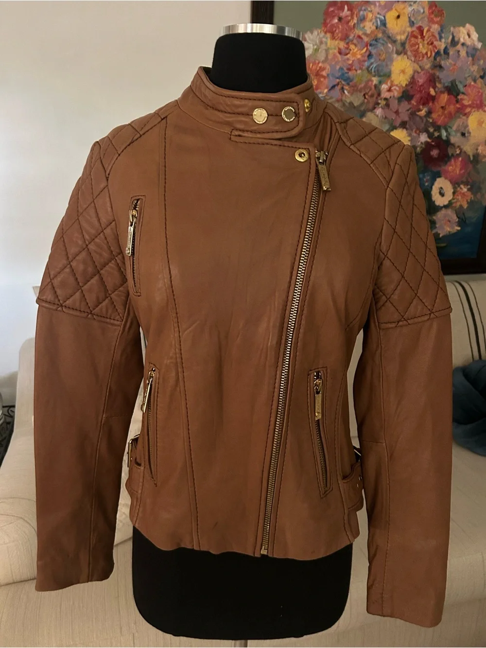 Michael Kors Buttery Leather Moto Jacket